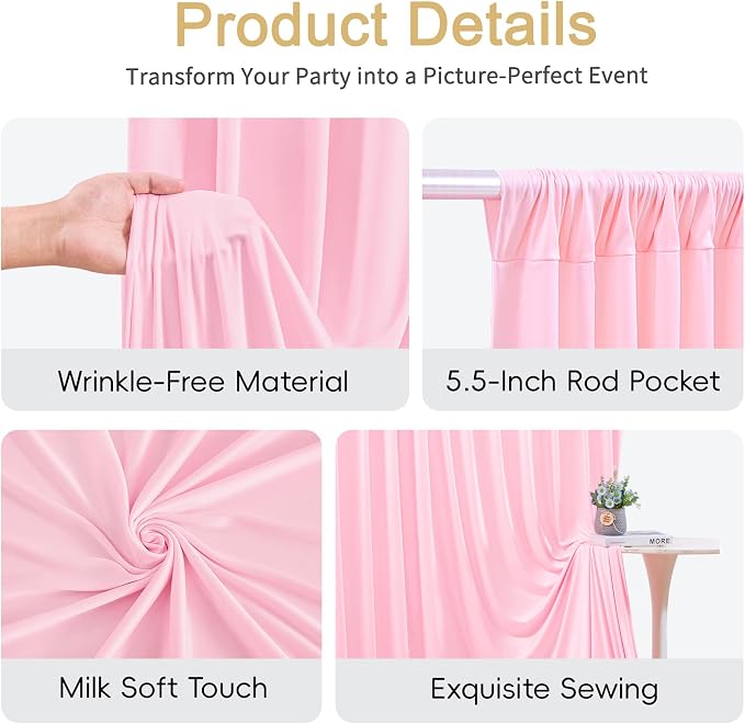 10x8ft Blue Pink Photo Backdrop Curtains for Gender Reveal Wrinkle Free Polyester Photoshoot Curtains Drapes Backdrop for Baby Shower Boy or Girl Birthday Party Photography Background 2 Panels 5x8FT