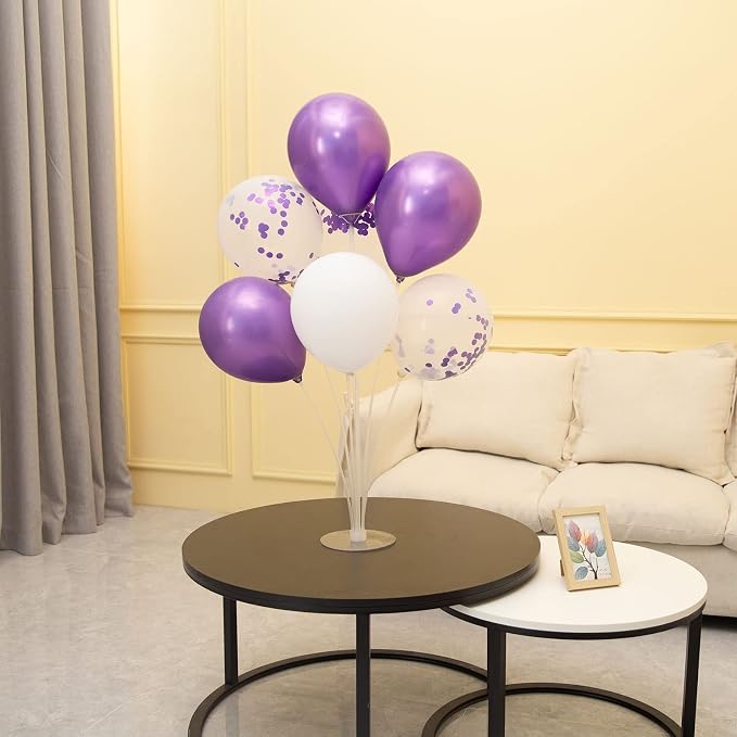 ZJDHPTY 4Set Purple Balloon Stand Table Centerpieces Party Decor | Birthday Decorations Graduation Retirement Bridal Shower Wedding Anniversary Halloween New Years Eve Party Supplies