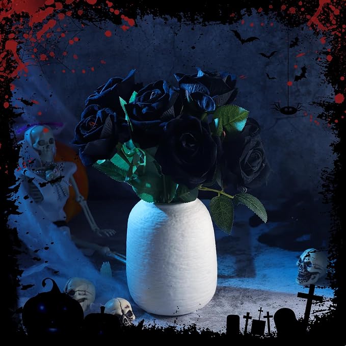 36 Pcs Black Rose Bouquet Bridal Artificial Flowers | Fake Rose Long Stem Realistic Artificial Flowers Bulk for Wedding Bouquet Ball Arrangement Centerpiece Party Decor