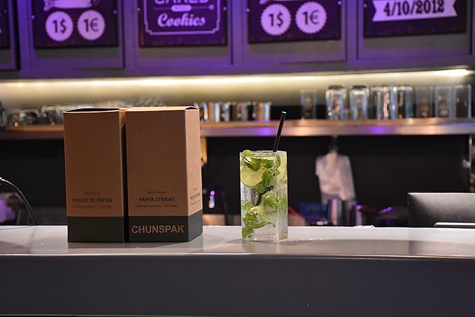 Black Paper Straws, Solid black/250 Bulk, Biodegradable Paper Drinking Straws for Cocktail, Drinks, Bars and Restaurant, 7.75"x0.24"