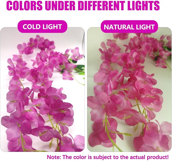 12 Pack Purple Red Wisteria Hanging Flowers, 3.77 Ft Fake Hanging Flowers, Artificial Wisteria Garland Vines for Wedding Room Backdrop Outdoor Patio Garden Decoration