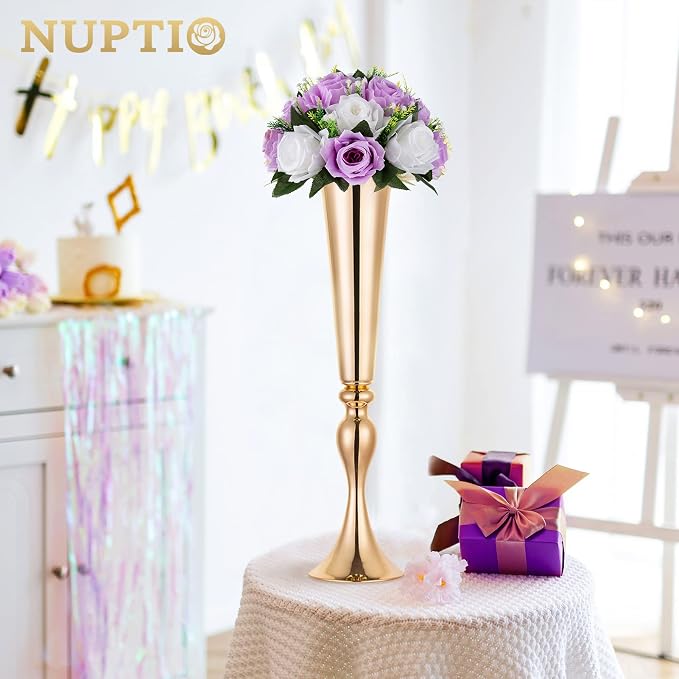 NUPTIO Lilac & White Flower Balls: Artificial Rose Centerpieces for Tables | 2 Pcs Fake Silk Floral Arrangement for Women, for Wedding, Birthday Party, Bridal Shower, Quinceanera Decorations