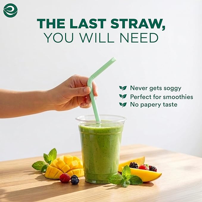 ECO SOUL Straws [1000 Count][8.25"] Eco-Friendly Disposable Straws, Cocktail Cold Drink Smoothie Bendable