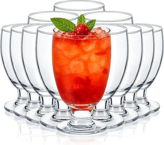 Patelai Set of 12 Water Goblet, 10.5 oz Clear Drinking Glasses Bulk Dishwasher Safe, Stemmed Water Glass for Juice Wine Beer Tea Sangria Cold Beverages, Reusable Glassware for Home Party Restaurant