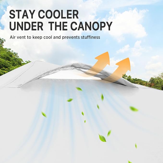 EAGLE PEAK Pop Up Canopy Tent with Wheeled Carry Bag, 8 Stakes, 4 Ropes, Easy Set Up Tent Canopy, 8x8 ft, White