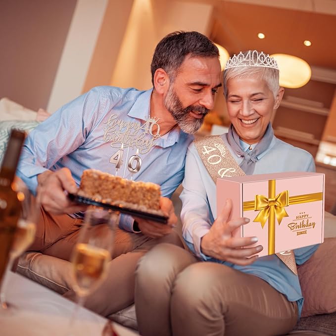 40th Birthday Decorations Women, Include 40th Birthday Sash and Crown, Cake Topper and Candles, Number Balloons, 40 Year Old Gifts for Women