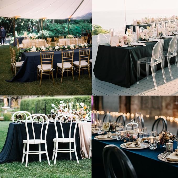 WIGENIUS 6 Pack Black Table Cloth Rectangle Tablecloths 60X102 Inch,Polyester Table Cloth for 6 Foot Rectangle Tables,Wrinkle Resistant Washable Fabric Table Covers for Party,Wedding Banquet