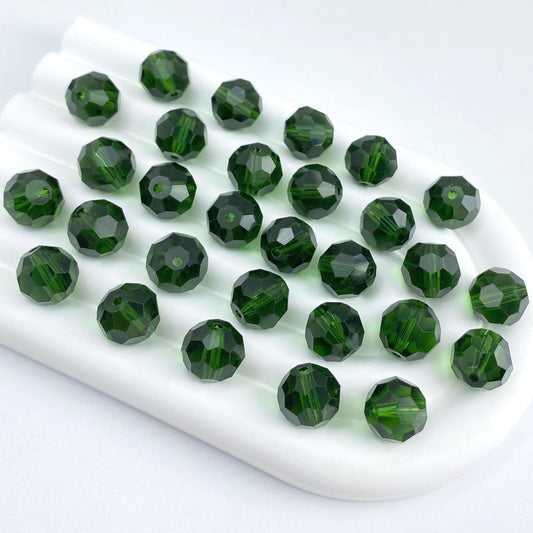 100 PCS 8mm Crystal Glass Beads Round Multiple Faceted Loose Spacer Glass Beads for DIY Handcrafte Bracelet Necklace Earring Jewelry Making(Emerald)