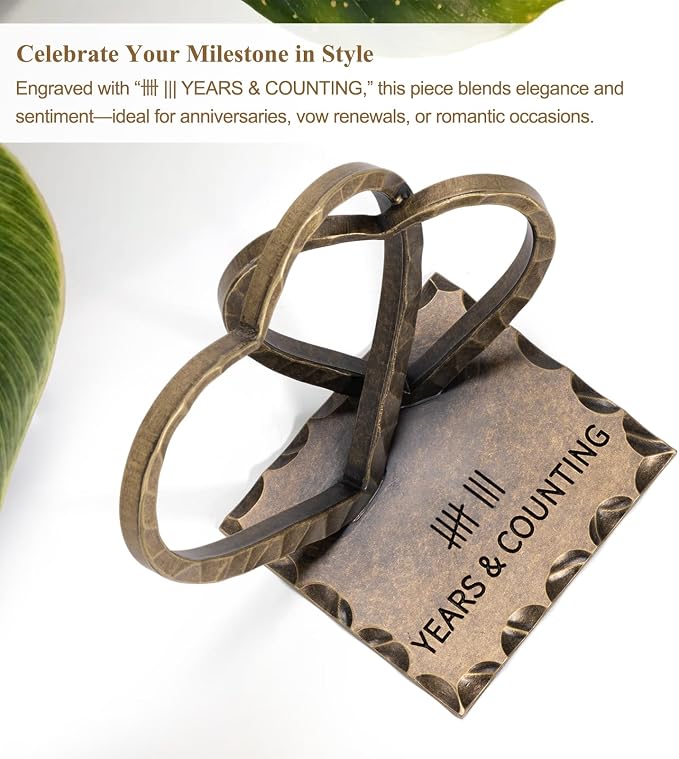 Vastsea 8 Year Anniversary Bronze Gifts - 8th Anniversary Wedding Handcrafted Hearts Sculpture for Her Him Couple Wife Husband, with Card & Gift Box