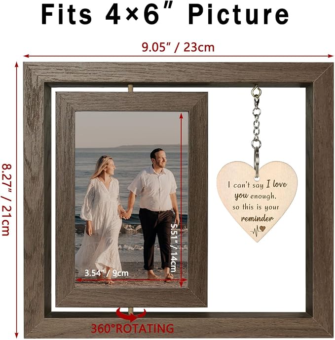 EYITUPC I Can't Say I Love You Enough - So This is Your Reminder Rotating Picture Frame, Sentimental I Love You Reminder Gifts for Girlfriend Boyfriend Her Him (Display 2 4x6)