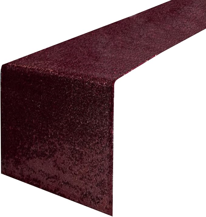 JYFLZQ Burgundy Sequin Table Runner 12" x 108" Sparkly Burgundy Metallic Table Runner Glitter Sequin Runner for Table Birthday Party Event Decorations