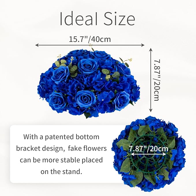 Blue Flowers Balls for Centerpieces: 10 PCS 15.7" Diam Flower Centerpieces for Tables in Wedding Reception Decorations Arrangement for Party Celebration Planners