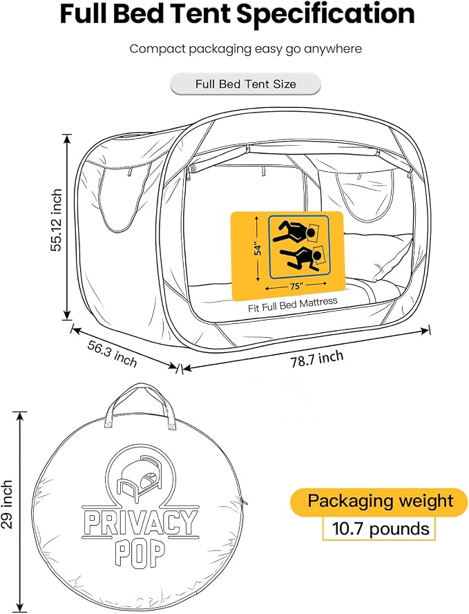 ANC POP Bed Tent Full Bed Canopy Portable Dream Tent for Adult Indoor Sleeping Tents with 2 Doors Breathable Private Space Tents, Galaxy