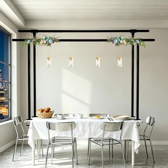 Beyeutao Over The Table Rod Stand with Clamps Adjustable Table Rod 2 Pack Black Rod Stand H16-45 L16-87 Balloon Frame Hanging for Party Anniversary Wedding Birthday Garden Arbors Christmas