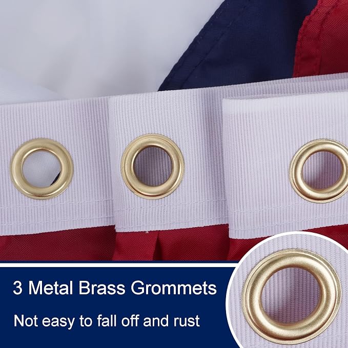 Bradford American Bunting USA Flag 5x10 ft Outdoor Embroidered Large Pleated Fan Flags with 5 Brass Grommets, Patriotic Flag Buntings for Outside for 4th of July Memorial Day Decorations