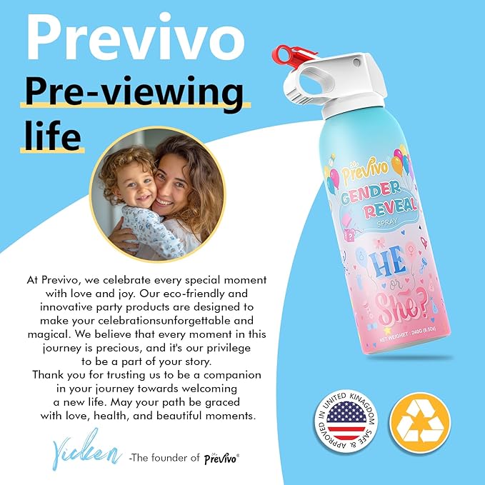 Previvo Reveal Fire Extinguisher Set -Gender Reveal Color Smoke Powder Spray - 100% Biodegradable Party Supplies- For Memorable Baby Gender Reveal Decorations & Ideas(Blue)
