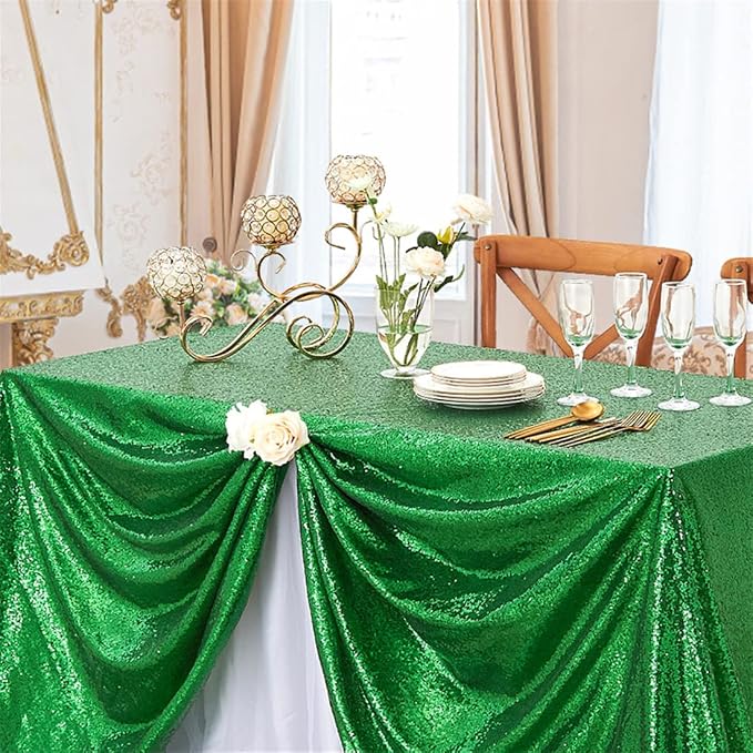 B-COOL Sequin Table Cloth Glitter Tablecloth Christmas Decoration Sparkly Table Fabric 50x80 Inch Rectangular Spring Linens for St. Patrick's Day Party Overlays
