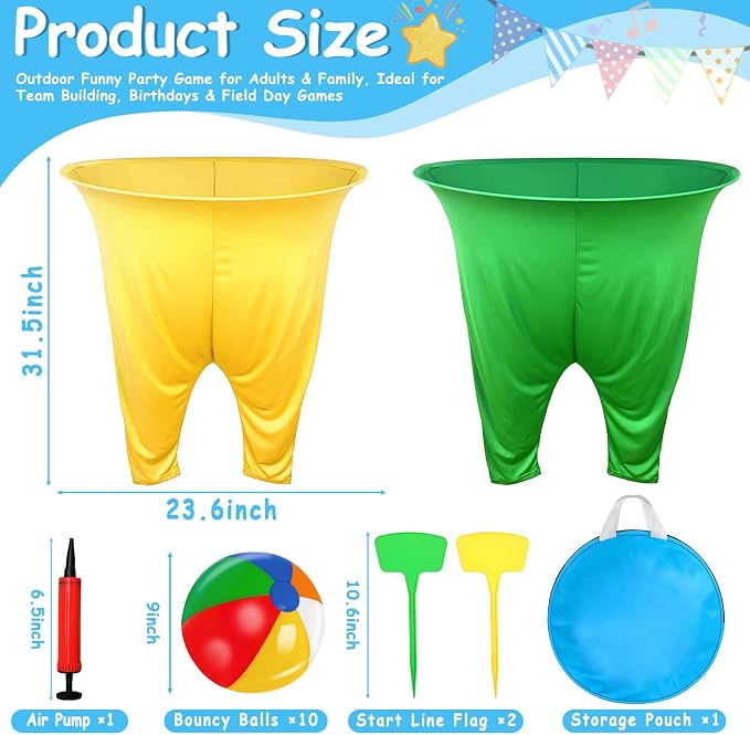 Granny Pants Yard Game Set, Granny Pants Family Party Outdoor Games with Pants Bouncy Balls Stakes Storage Bag for Large Group, Birthday Party Gift, Carnival Party Reunion Gathering