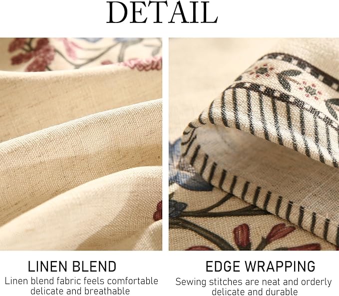 ISAENNE Designer French Linen Rectangular Tablecloth,102"x63"-Helena E | Vintage Elegant Beautiful Table Cloth for Rectangle Table,Floral Pattern,Heavyweight,Dining Room,Kitchen,Thanksgiving