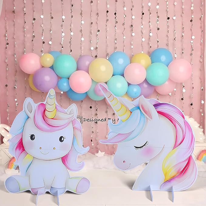 Large Unicorn Party Cutouts - 2Pcs Unicorn Party Decoration Set 30 inch Rainbow Unicorns Cardboard Stand Sign for Girls Birthday Baby Shower Photo Booth Prop