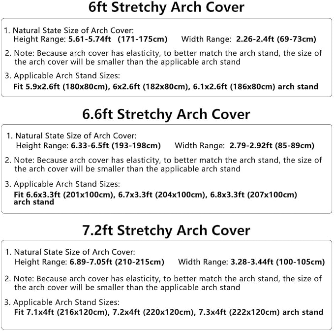 Hemmotop Black Arch Backdrop Cover, Set of 3 (7.2/6.6/6 ft) Wedding Arched Stand Cover, Spandex Arch Covers Stretchy Backdrop for Birthday Party, Baby Shower, Graduation, Decoration, 3 Pieces