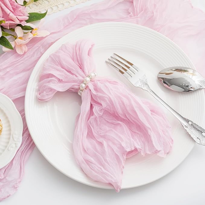 60 Pack Light Pink Cloth Napkins 21x21 Inches Light Pink Cheesecloth Napkins Set of 60 Washable Dinner Table Napkins for Wedding Summer Bridal Baby Shower Rustic Boho Cotton Gauze Party Table Decor