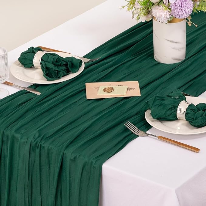 MLMC 24 Pack Emerald Green Cheesecloth Napkins Boho Rustic Gauze Cloth Napkins Washable 21"x21" for Wedding Bridal Shower Birthday Anniversary Dinner Decor