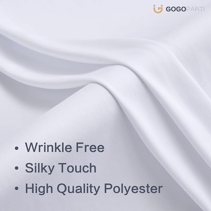 20x14ft White Backdrop Curtains for Wedding Party, 4 Panels 14 ft Long Back Drop Cloth, Wrinkle-Free Polyester Drapes for Birthday, Baby Shower, Stage Photography Background