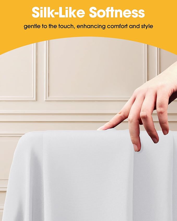 Niuara White Rectangle Table Cloth - 6 Pack, 60" x 102" Washable Polyester Tablecloth for 5FT Tables, Wrinkle-Resistant Table Cover for Weddings & Parties