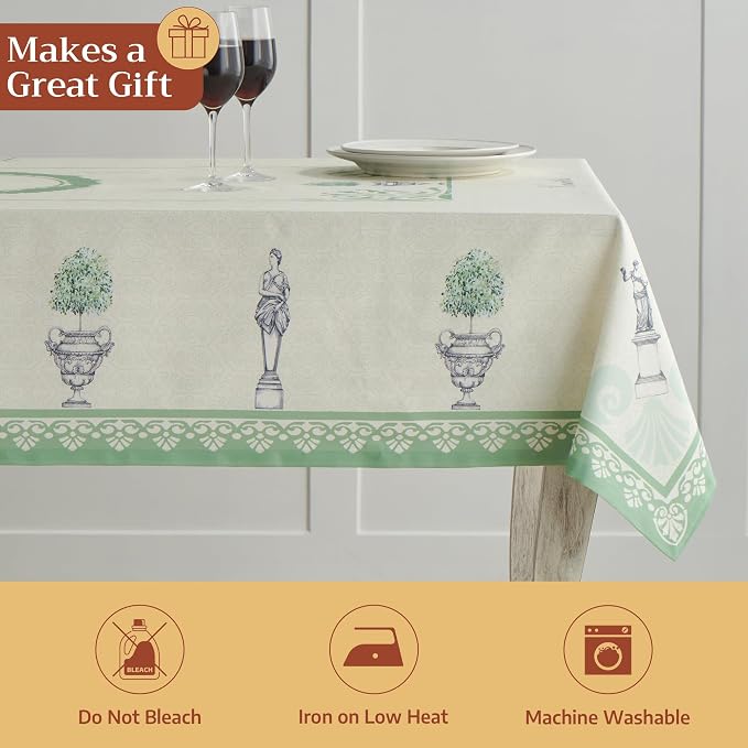 Maison d' Hermine Table Cloth Rectangle Table 100% Cotton 60 x 120 Inches Tablecloth Reusable Decorative for Dining Kitchen Room Farmhouse Party Home Hotel Restaurant Spring Summer - Jardin Du Roy