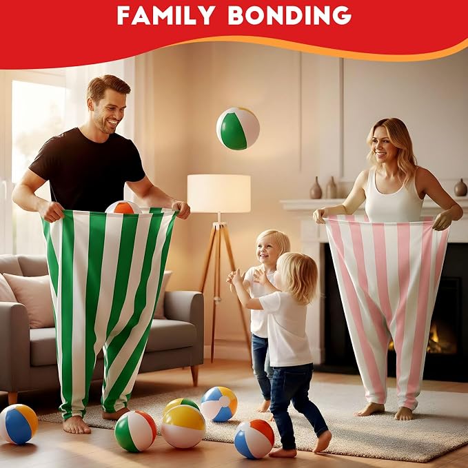 Granny Pants Outdoor Game,Giant Oversized Granny Funny Pants Set with Bouncy Balls & Pump for Family Reunion Party Field Game