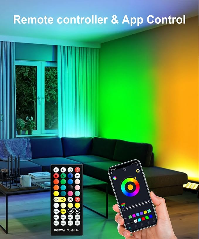 RGB Stage Light Bar, 120W 180LEDs RGBCW Smart Stage Wash Light Bar with Remote and APP Control, IP66 Waterproof RGB Color Changing DJ Light Bar for Garden Party Events Festivals Stage Lighting