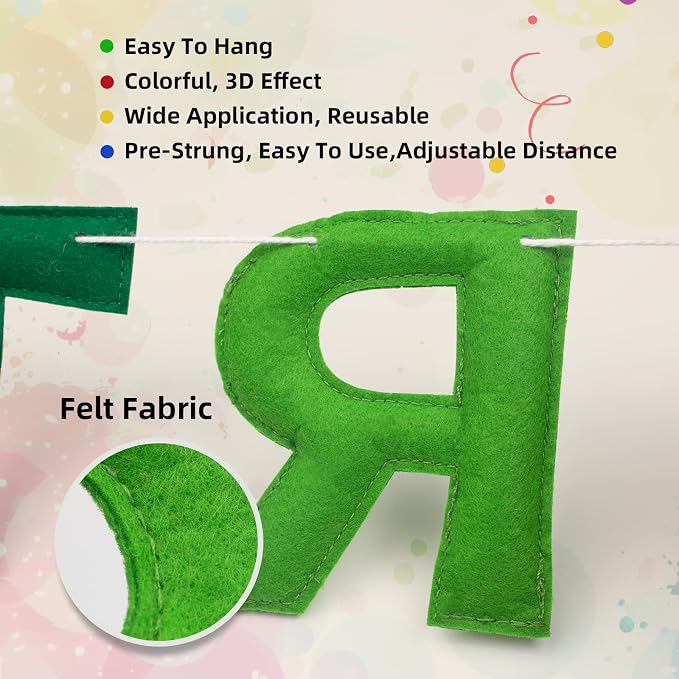 Bosctanuc 118 Inch Pre Strung Happy Birthday Banner, Felt Ball Garland Happy Birthday Garland, Rainbow Birth Day Decor Party Favor, Multi-Color String Balls, Resuable Rainbow Banner