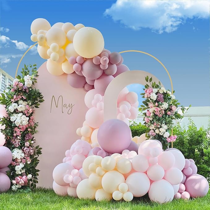 Babenest Gold Arch Backdrop Stand Set of 2, Metal Arch Wedding Stand, Balloon Arch Frame for Ceremony Birthday Party Bridal Baby Shower Banquet Halloween Decoration(7.2FT 8FT)
