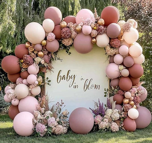 Dusty Rose Pink Balloon Arch Kit Double Stuffed Mauve Light Pink Matte Blush Nude Boho Balloon Garland for Baby Shower Birthday Bridal Wedding Mothers Day Party Decoration