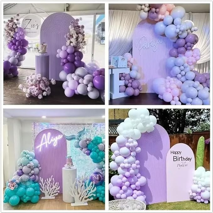 KONPON Purple Ripples Arched Frame Fabric Cover for Birthday Partied Double-Sided Stretchy Chiara Backdrops Arched Wall Stands Covers Arch Backdrop Cover 3x6.5ft