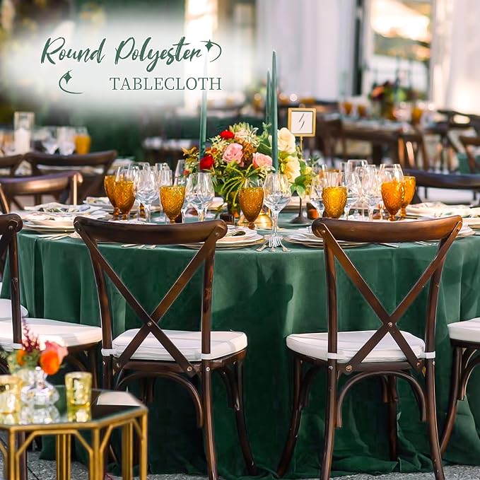 12 Pack Round Tablecloth 120 Inch - Hunter Green Polyester TableCloth for Round Table, Premium Hunter Green Tableclothes Washable Fabric Table Cover for Wedding Party Banquet Restaurant Reception