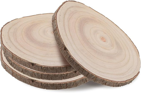 4 Pieces Natural Wood Slices, 12-13Inches Unfinished Wood Rounds for Centerpieces, Table Decor, Rustic Wedding, and DIY Crafts Painting Projects
