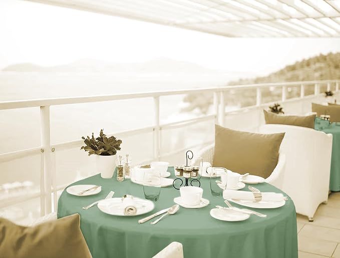10 Pack Sage Green Tablecloth 90 Inch Round Tablecloth Sage Round Tablecloth Washable Polyester Fabric Bulk Linen Tablecloths Round Table Cover Table Cloths for Parties Wedding Banquet Buffet Dinning