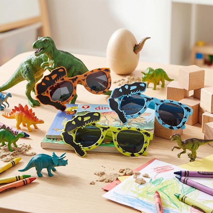24 Pcs Dinosaur Glasses for Kids Dinosaur Birthday Party Dino Theme Glasses Photo Prop Jungle Classroom Vbs Supplies