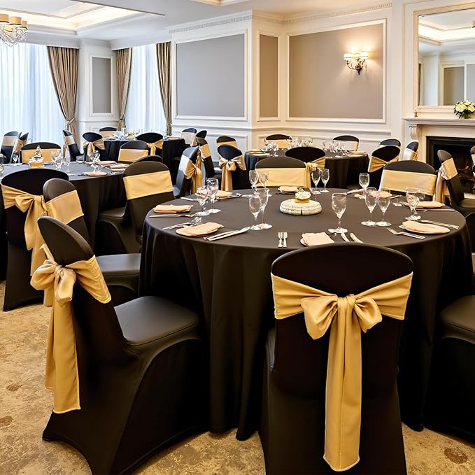 VEVOR Chair Covers, Polyester Spandex Chair Cover, Stretch Slipcovers for Wedding Party Dining Banquet Flat-Front Chair Covers (Black-a, 100PCS)