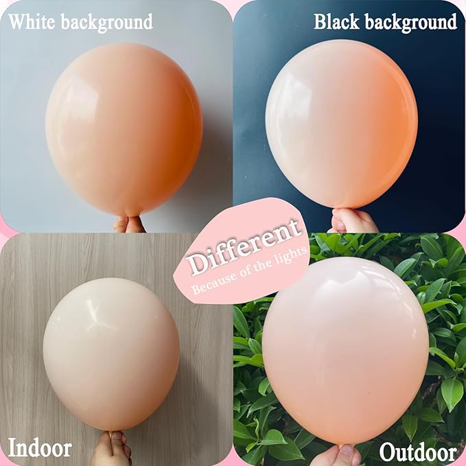 Double Stuffed Peach Pink Balloons Different Sizes 18/12/10/5 Inch, Double Stuffed Pastel Cream Blush Balloon Arch Garland for Boho Party, Baby Shower, Birthday, Weddings, Neutral Party(Cream Blush）