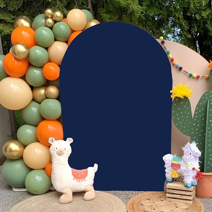 FOTSHARER Wedding Arch Cover 6FT Navy Blue Semi Spandex Fabric for Baby Bridal Shower, Stretchy Backdrop for Chiara, Anniversary Decor