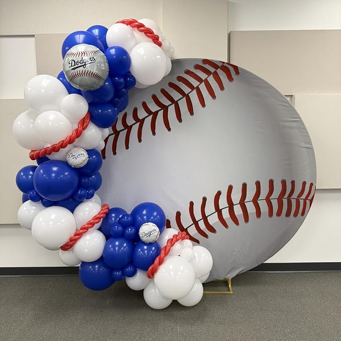 Baseball Round Backdrop Cover 7.2ft,Sports Theme Arch Backdrop for Birthday Party Decoration,Baseball Lovers Fans Athlete Children Birthday Circle Background for Photography Event Banner