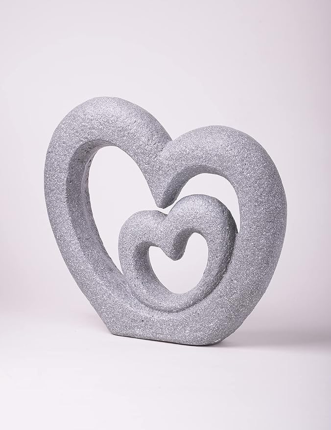 HAUCOZE Modern Home Decor Heart Figurine Sculpture Lover Statue Table Centerpiece Gift for Living Room Desktop Polyresin 13.4 Inch