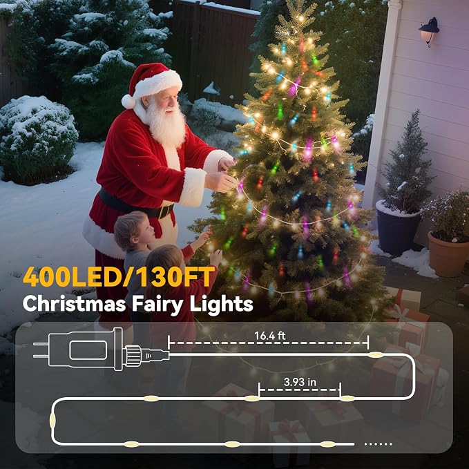 LitHome 400LED 130FT Led Fairy Lights with Remote, Color Changing Fairy Lights Plug in, 9 Modes Led Christmas Twinkle Lights Indoor, RGB Fairy String Lights for Xmas Home Bedroom Dorm Party Decor