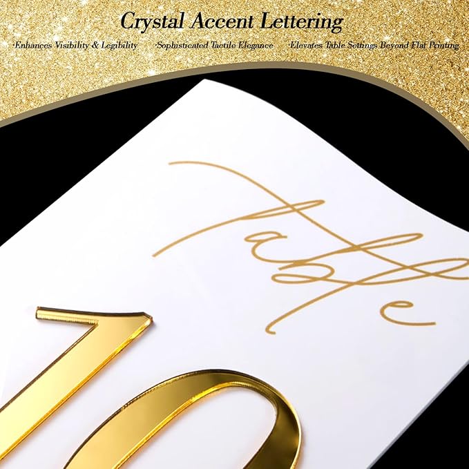 Gold Mirrored Acrylic Wedding Table Numbers 1-20 Set, Self-Standing Modern Arched Signs for Reception Seating, Anniversary & Bridal Shower, Elegant Wedding Decor (5x7 Inches)