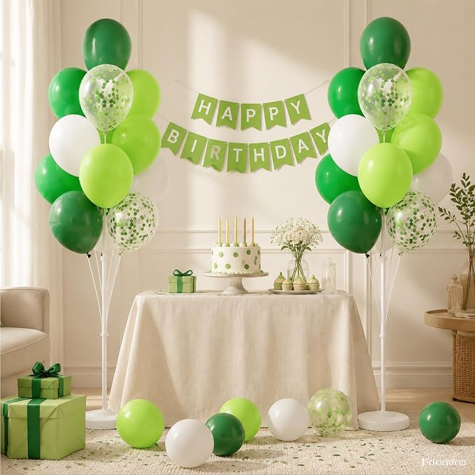 Balloon Column Stand Kit with Balloons, Base and Pole, Balloon Column Kit for Floor or Table Backdrop Decoration for Party Wedding Baby Shower Birthday Graduation (Forest Green)