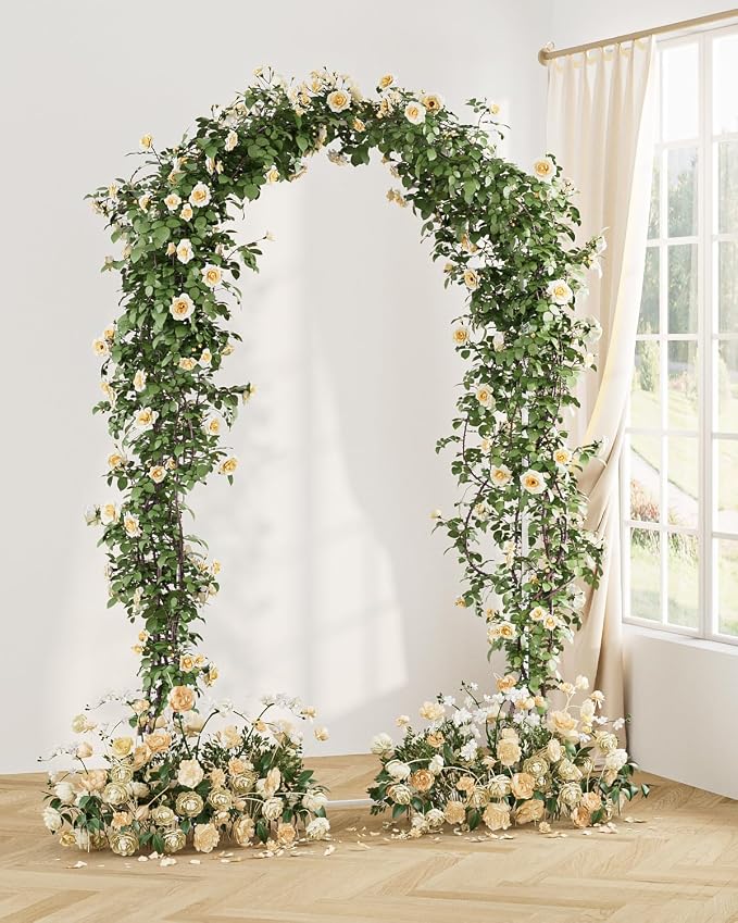 Wedding Arch, Metal Arch Backdrop Stand, Balloon Arch Stand Wedding Frame for Ceremony Decoration (White, 7.2FT Arch Backdrop)