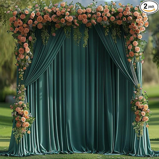 30x10ft Wrinkle Free Hunter Green Backdrop Curtain for Parties Soft Fabric Drapes Wedding Dark Green Curtain Backdrop for Birthday Party Decorations Background for Photography 5x10ft,6 Panels